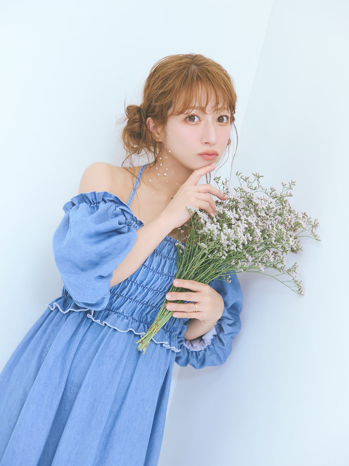 ランダムパールデニムワンピース