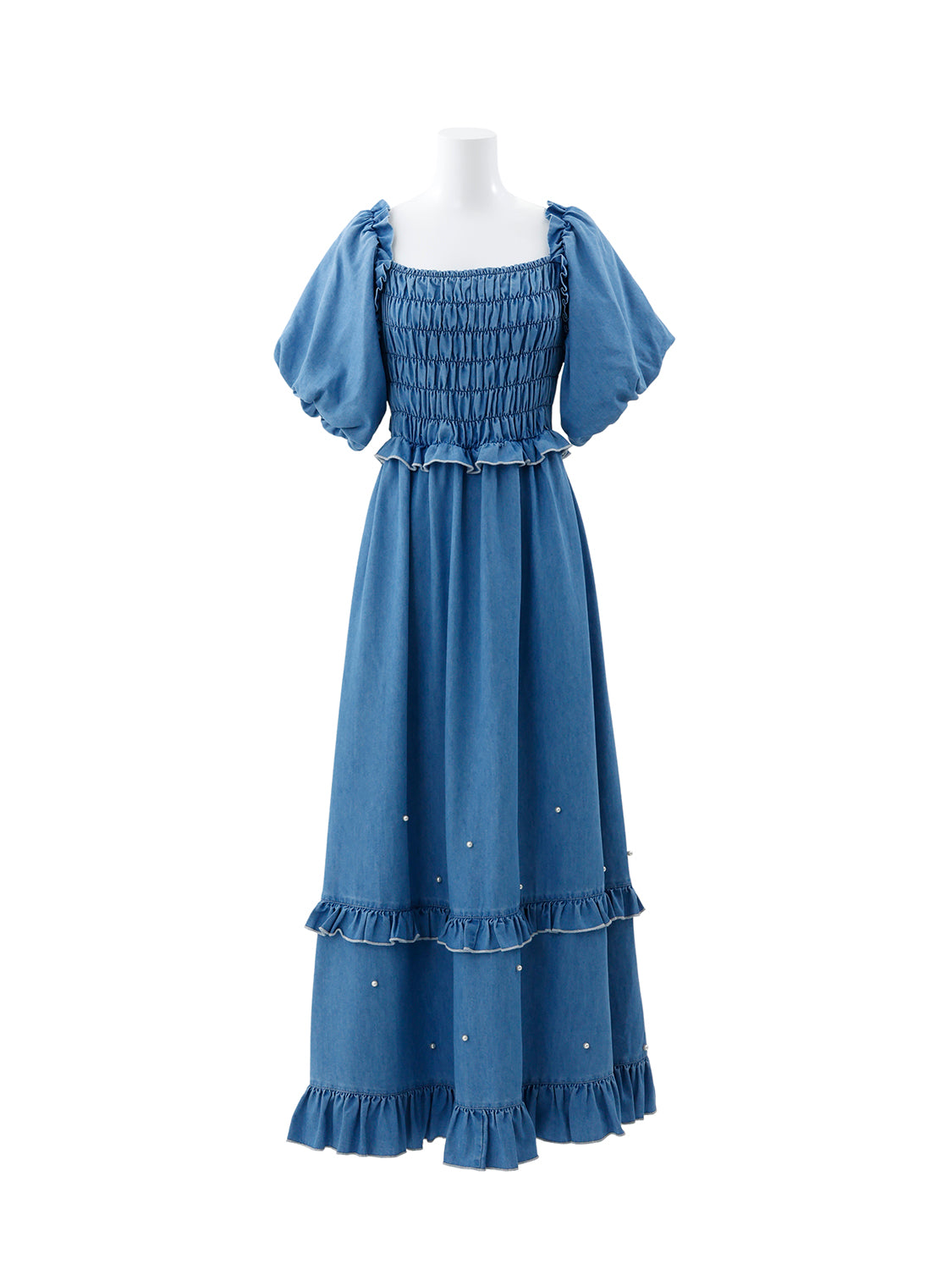 ランダムパールデニムワンピース