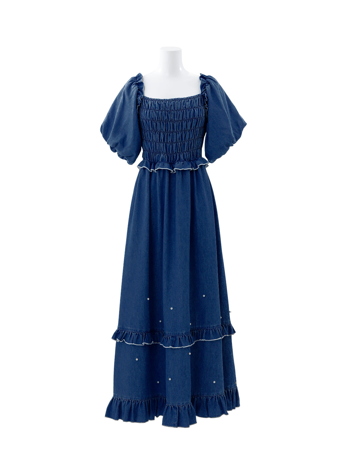 ランダムパールデニムワンピース