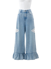 フリルレースデニムパンツ