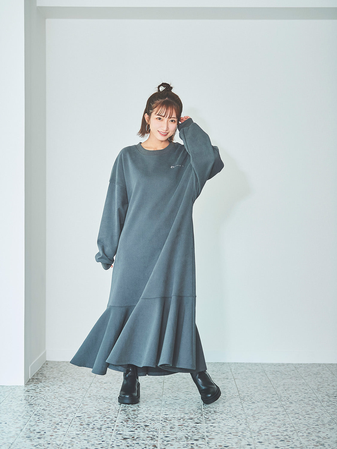 スウェットフレアワンピース