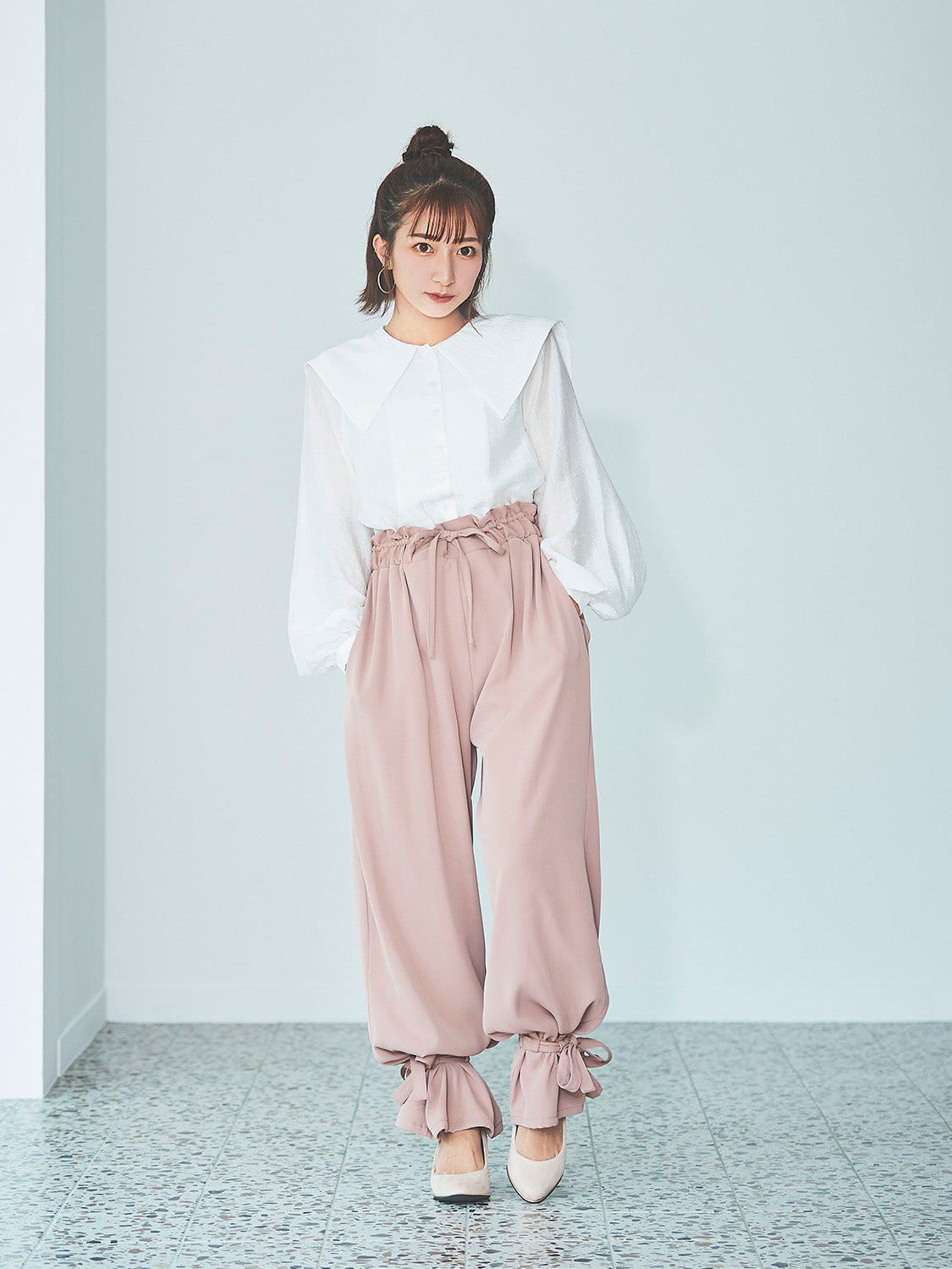 リボンイージーパンツ