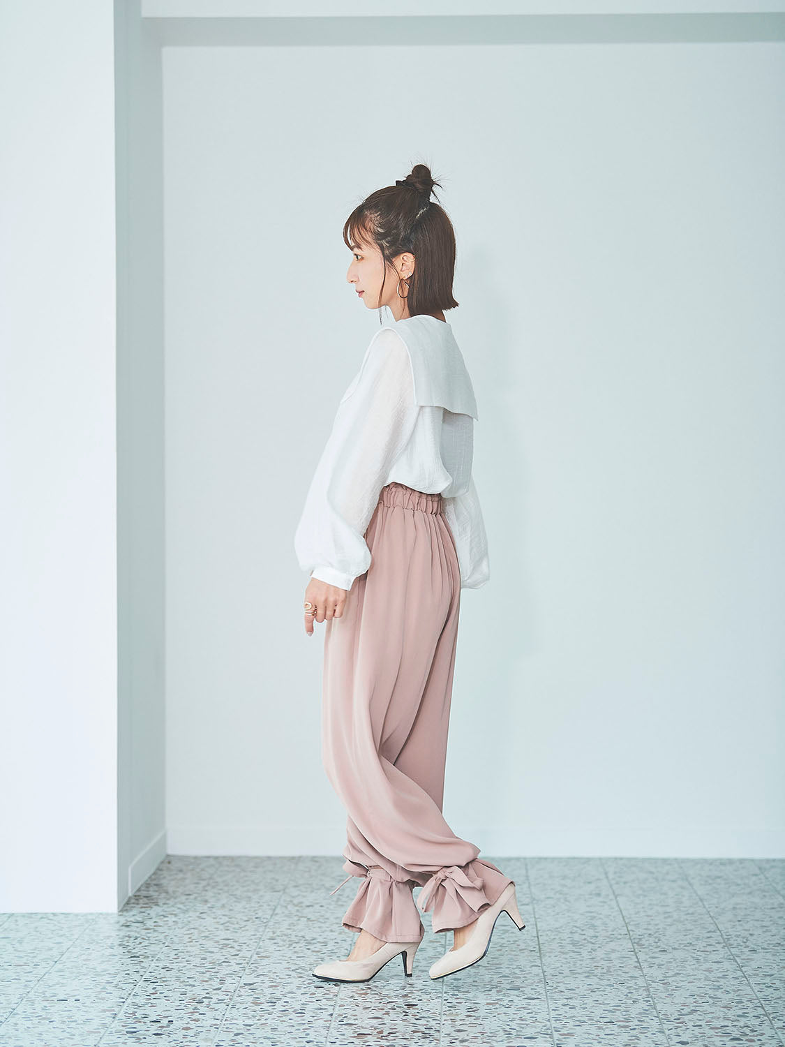 リボンイージーパンツ