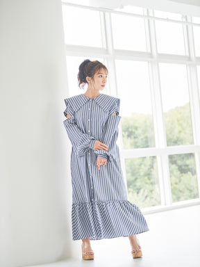 ストライプシャツワンピース