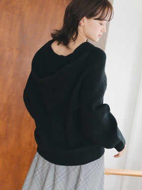 ハーフジップフードニット