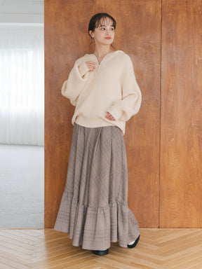 ハーフジップフードニット