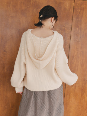 ハーフジップフードニット