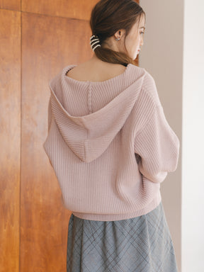 ハーフジップフードニット